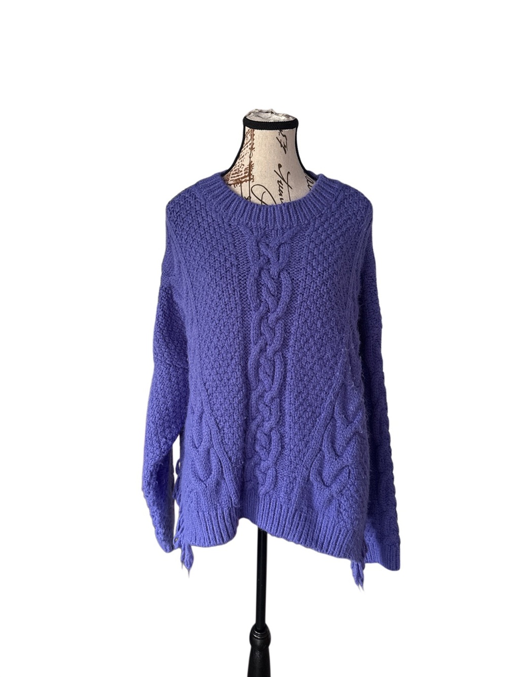 Pilcro Purple Cable Knit Women's Sweater - Cozy Crewneck